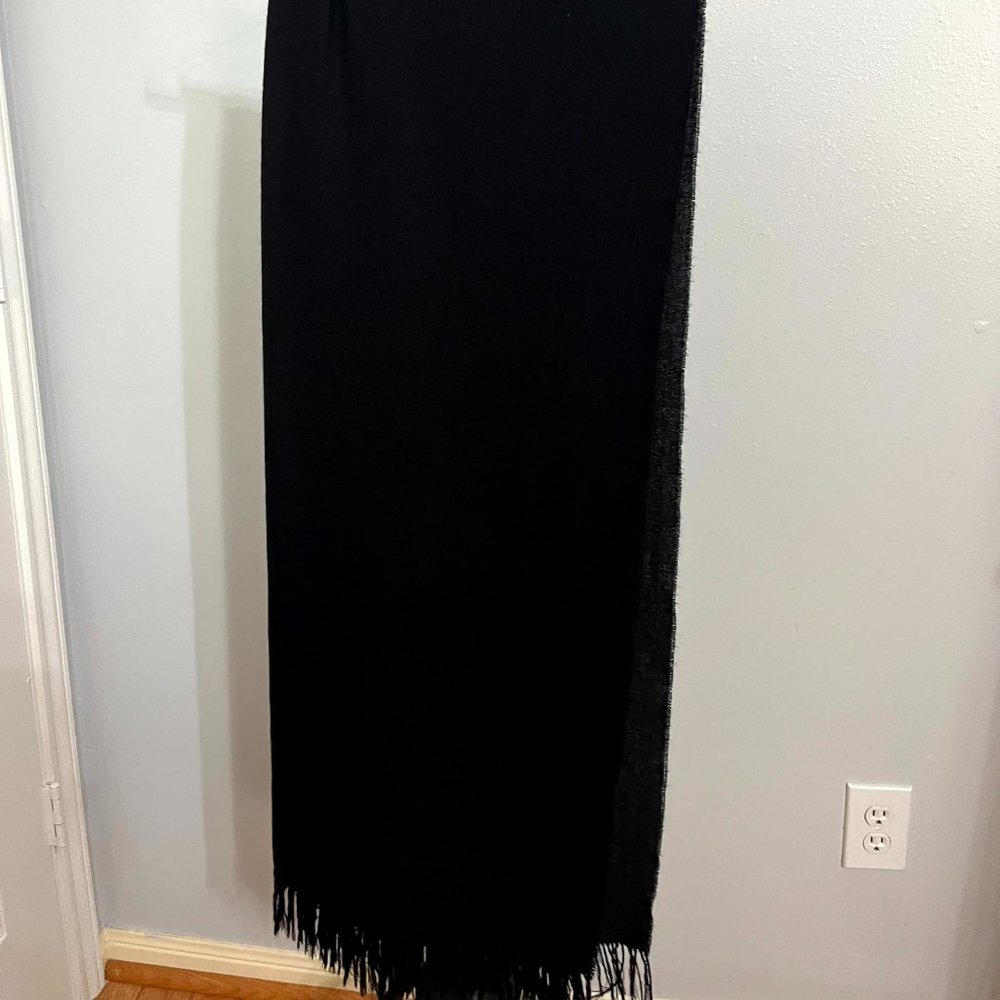 Long black shawl.